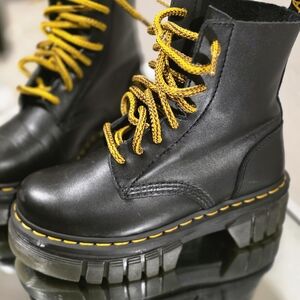 Dr. Martens Black Boots with Yellow Laces